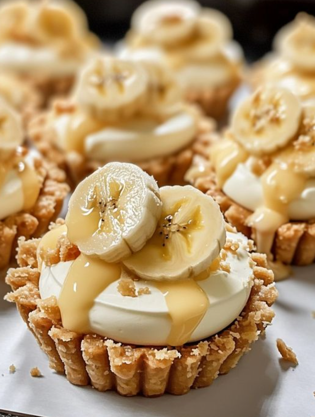 Mini crostate alla crema di banana senza cottura